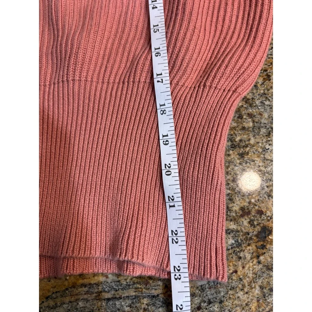 Free People Ribbed‎ V-Neck Cotton Blend Sweater Dusty Rose Pink Medium Cropped